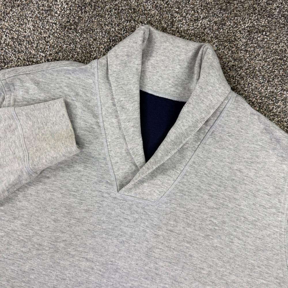 Polo Ralph Lauren Reversible Shawl Collar Sweatshirt Mens Large Grey Navy Casual